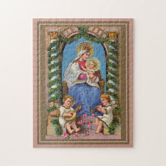 Madonna und Kind mit Engeln Puzzle (Vertikal)
