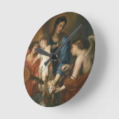 Madonna und Kind mit Engeln Runde Wanduhr (Winkel)