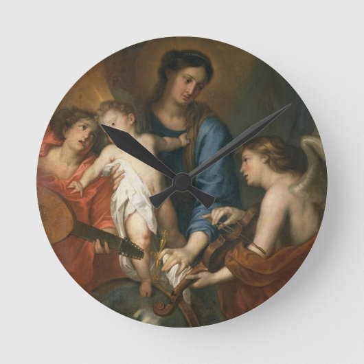 Madonna und Kind mit Engeln Runde Wanduhr (Vorderseite)