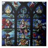 Madonna und Kind mit Engeln und Porträts reflec Fliese (Vorderseite)