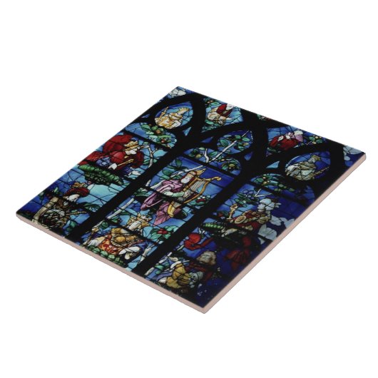 Madonna und Kind mit Engeln und Porträts reflec Fliese (Seite)