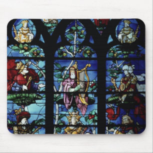 Madonna und Kind mit Engeln und Porträts reflec Mousepad