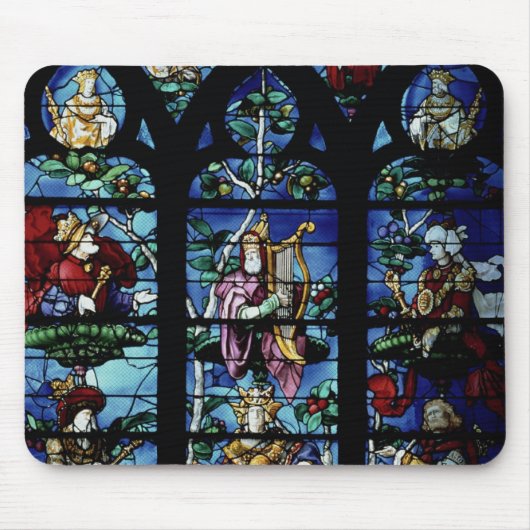 Madonna und Kind mit Engeln und Porträts reflec Mousepad (Vorne)