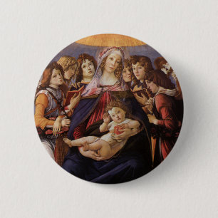 Madonna und Kind mit Engeln von Sandro Botticelli Button