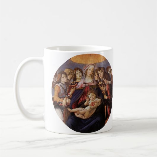 Madonna und Kind mit Engeln von Sandro Botticelli Kaffeetasse (Links)