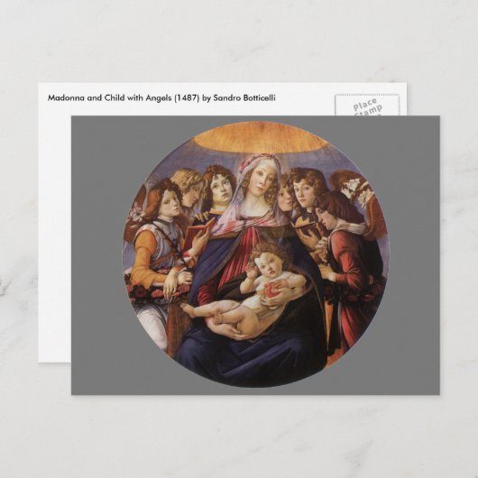 Madonna und Kind mit Engeln von Sandro Botticelli Postkarte (Vorne/Hinten)