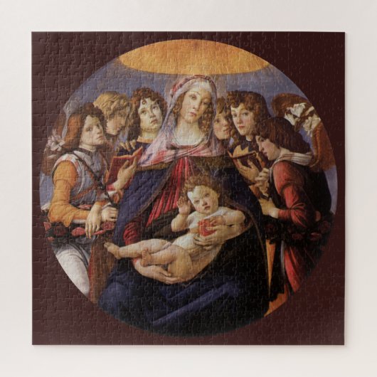 Madonna und Kind mit Engeln von Sandro Botticelli Puzzle (Vertikal)