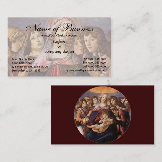 Madonna und Kind mit Engeln von Sandro Botticelli Visitenkarte (Vorne/Hinten)