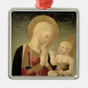 Madonna und Kind mit Granatapfel Silbernes Ornament