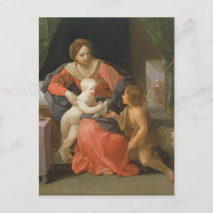 Madonna und Kind mit Heiligem Johannes vom Taufe Postkarte