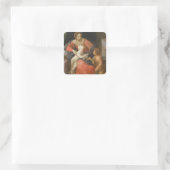 Madonna und Kind mit Heiligem Johannes vom Taufe Quadratischer Aufkleber (Tasche)