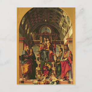 Madonna und Kind mit Heiligen, 1499 Postkarte