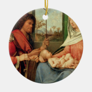 Madonna und Kind mit Heiligen 2 Keramikornament
