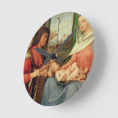 Madonna und Kind mit Heiligen 2 Runde Wanduhr (Winkel)
