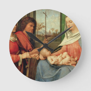 Madonna und Kind mit Heiligen 2 Runde Wanduhr
