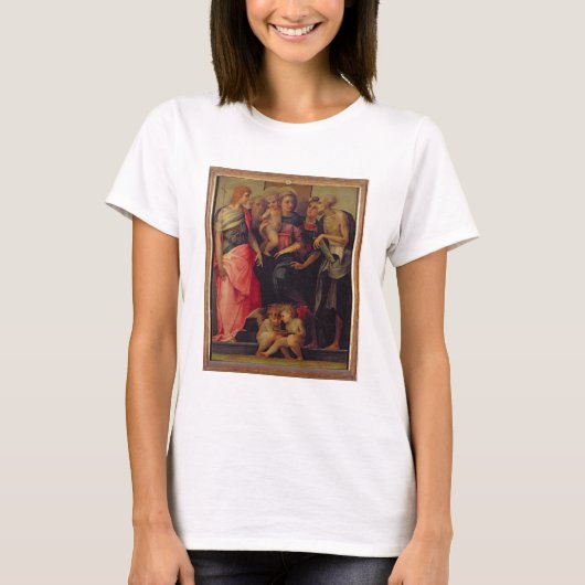 Madonna und Kind mit Heiligen, c.1518 (Öl auf Sche T-Shirt (Vorderseite)