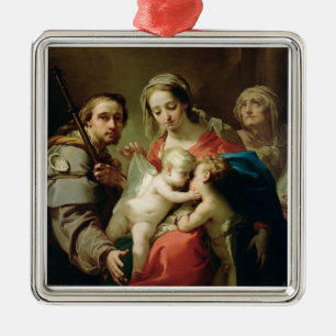 Madonna und Kind mit Heiligen John, Anna und Rocco Ornament Aus Metall