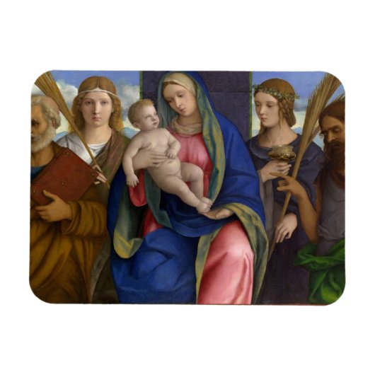 Madonna und Kind mit Heiligen Magnet (Horizontal)