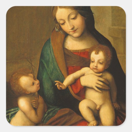 Madonna und Kind mit Heiligen Quadratischer Aufkleber (Vorderseite)
