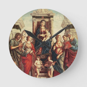 Madonna und Kind mit Heiligen Runde Wanduhr