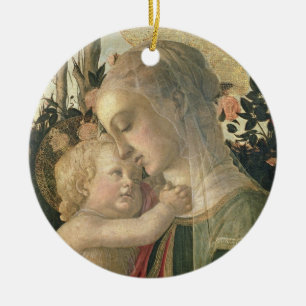 Madonna und Kind mit Johannes der Baptist, detai Keramikornament