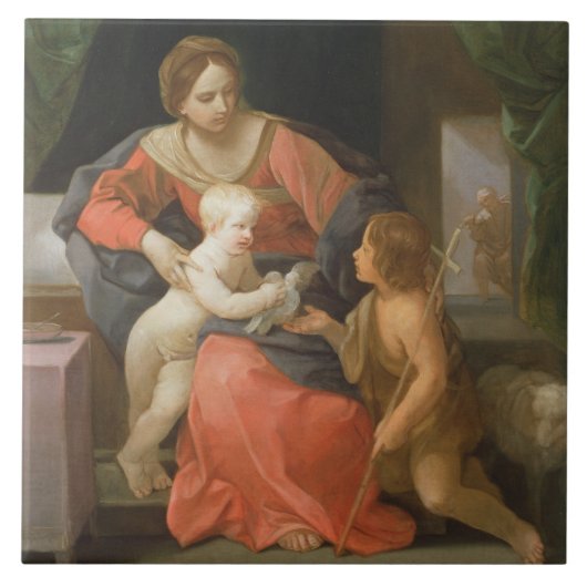 Madonna und Kind mit Johannes der Baptist Fliese (Vorderseite)