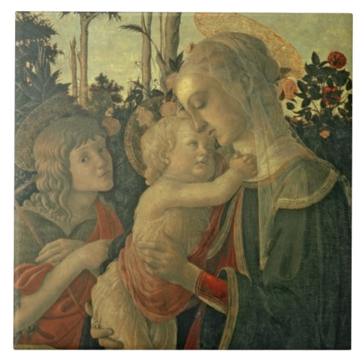 Madonna und Kind mit Johannes der Baptist (Öl O Fliese (Vorderseite)