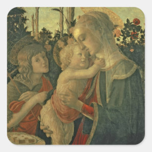 Madonna und Kind mit Johannes der Baptist (Öl O Quadratischer Aufkleber