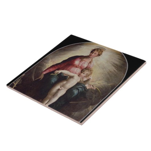 Madonna und Kind mit Johannes und St Jerome, 15 Fliese (Seite)