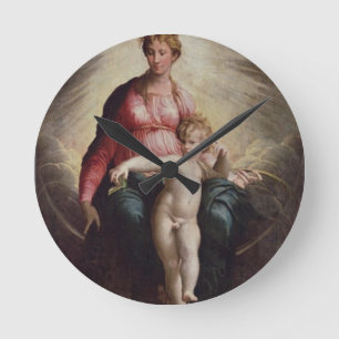 Madonna und Kind mit Johannes und St Jerome, 15 Runde Wanduhr