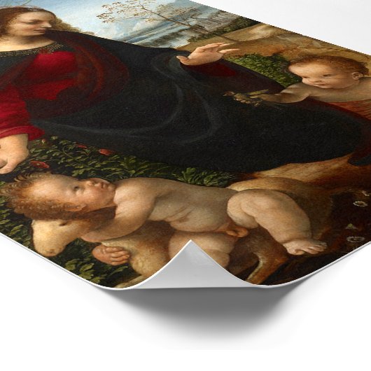 Madonna und Kind mit John the Baptist, da Vinci Poster (Ecke)