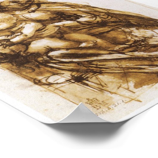 Madonna und Kind mit Katze, Leonardo da Vinci Poster (Ecke)