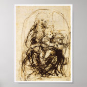 Madonna und Kind mit Katze, Leonardo da Vinci Poster (Vorne)