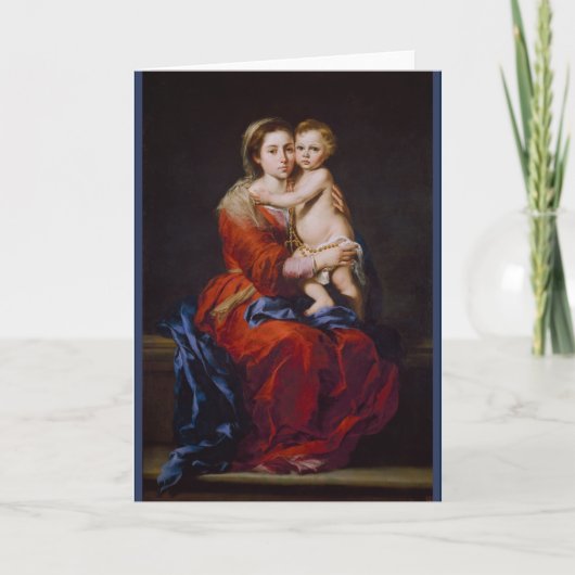 Madonna und Kind mit Rosary ... Weihnachtskarte Karte (Vorderseite)