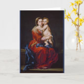 Madonna und Kind mit Rosary ... Weihnachtskarte Karte (Gelbe Blume)