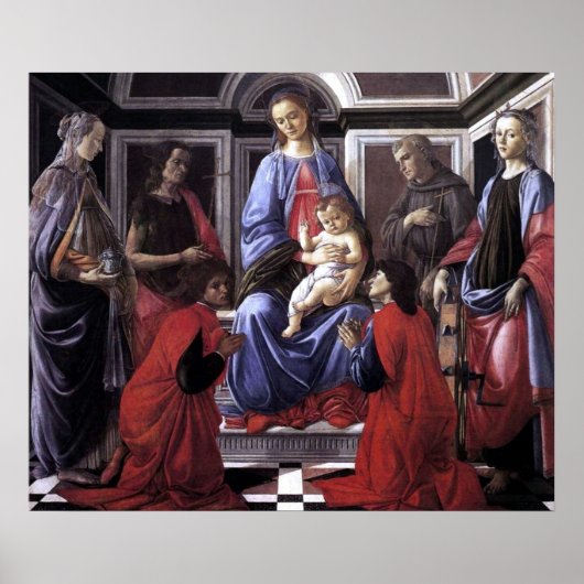 Madonna und Kind mit sechs Heiligen - Botticelli Poster (Vorne)