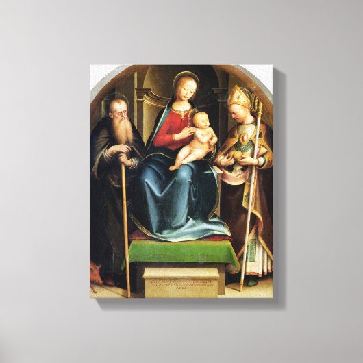 Madonna und Kind mit St. Anthony Abbot und St. N Leinwanddruck (Vorderseite)