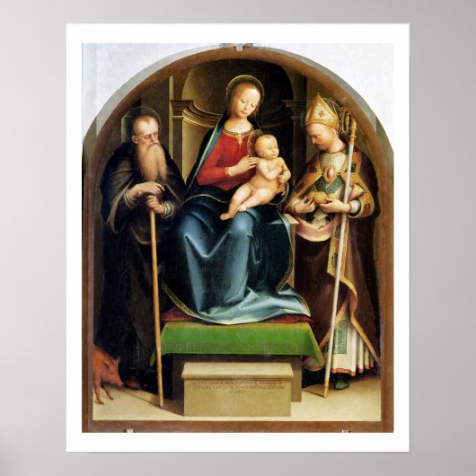 Madonna und Kind mit St. Anthony Abbot und St. N Poster (Vorne)