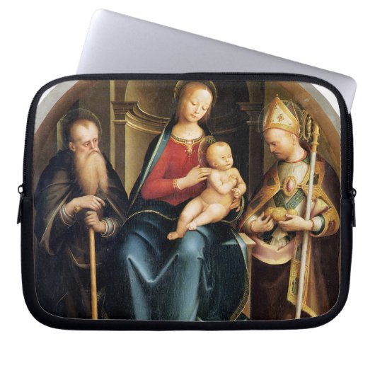 Madonna und Kind mit St- Anthonyabt und St. N Laptopschutzhülle (Vorderseite)