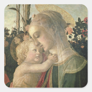 Madonna und Kind mit St. John the Baptist, Detai Quadratischer Aufkleber