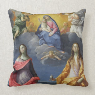 Madonna und Kind mit St. Lucy und Maria Magdalena Kissen