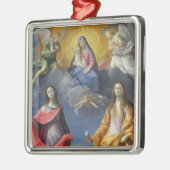 Madonna und Kind mit St. Lucy und Maria Magdalena Silbernes Ornament (Links)