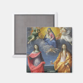 Madonna und Kind mit St. Lucy und Mary Magdalene Magnet (Vorderseite/Rückseite)