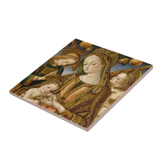 Madonna und Kind mit zwei Engeln Fliese (Seite)