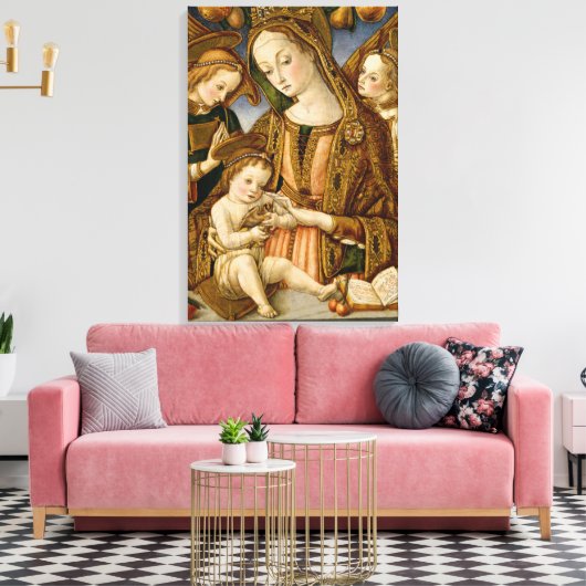 Madonna und Kind mit zwei Engeln Leinwanddruck (Insitu (Wohnzimmer))