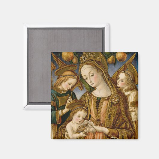 Madonna und Kind mit zwei Engeln Magnet (Vorderseite/Rückseite)