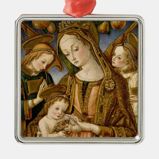 Madonna und Kind mit zwei Engeln Ornament Aus Metall (Vorne)