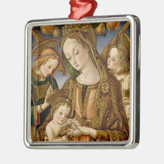 Madonna und Kind mit zwei Engeln Ornament Aus Metall (Links)