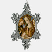 Madonna und Kind mit zwei Engeln Schneeflocken Zinn-Ornament (Links)