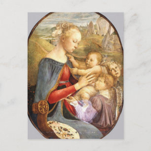 Madonna und Kind mit zwei Engeln von Botticelli Po Postkarte